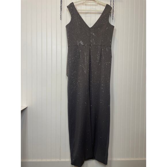 Montage by Mon Cheri M536 Charcoal Beaded Peplum Evening Gown Plus Size 16 - Picture 10 of 10